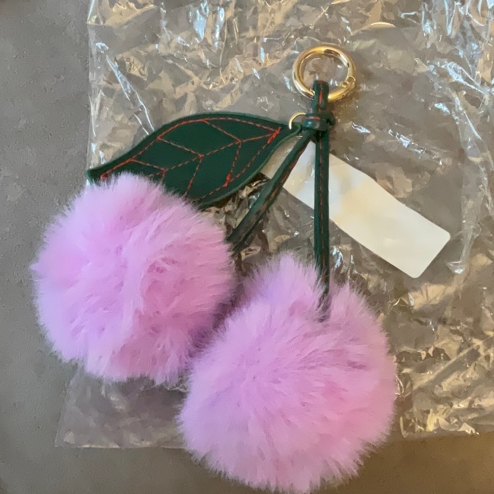 New Purple Cherries with stem Key Ring or Bag Charm. Absolutely so adorable.